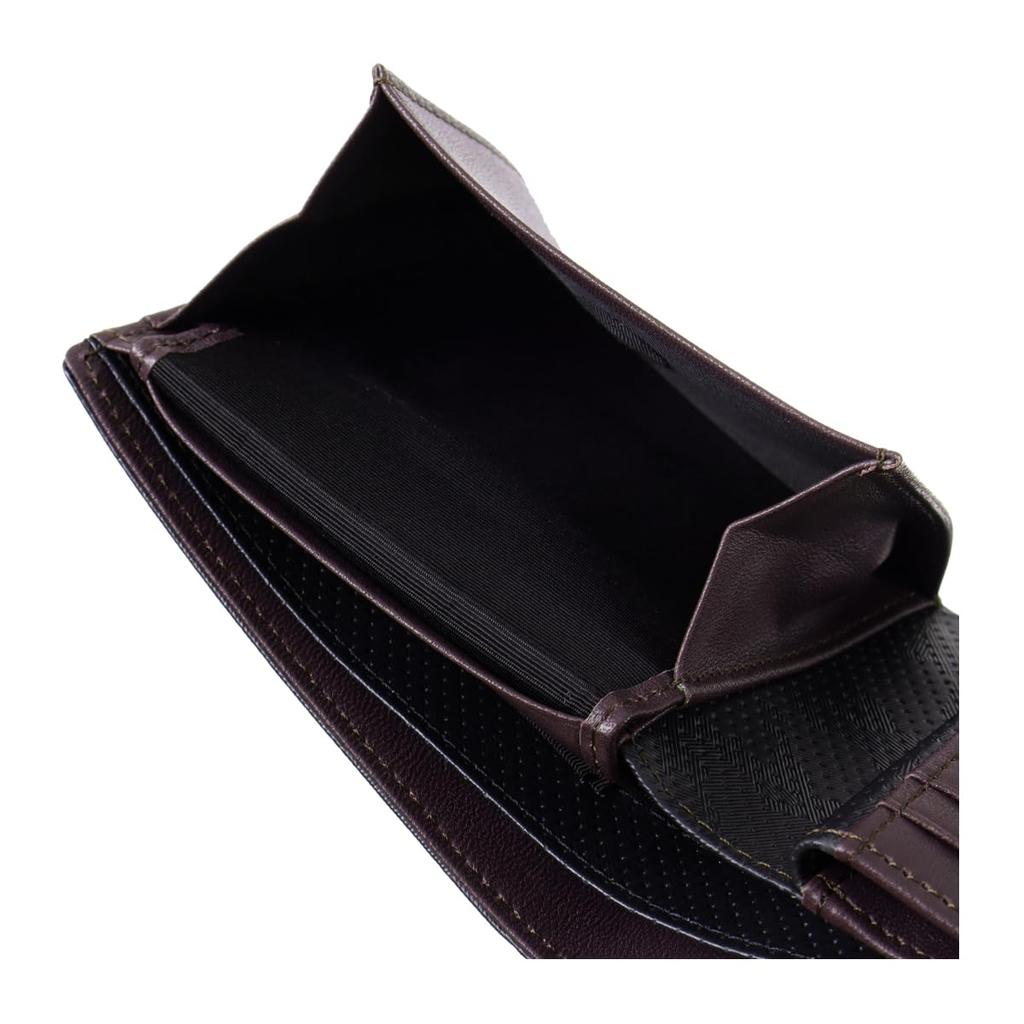 Neu Interesse Bifold Wallet, Wickeln 3172, with Bill Compartment, Cowhide and Sheepskin Leather, Men's [06] Black X Green