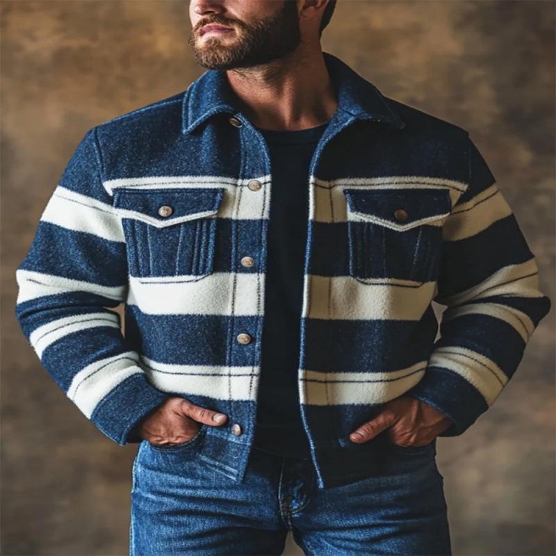 New 2026 Plaid Pattern 3D Printed Men's Regular Fit Double Pocket Jacket Coat