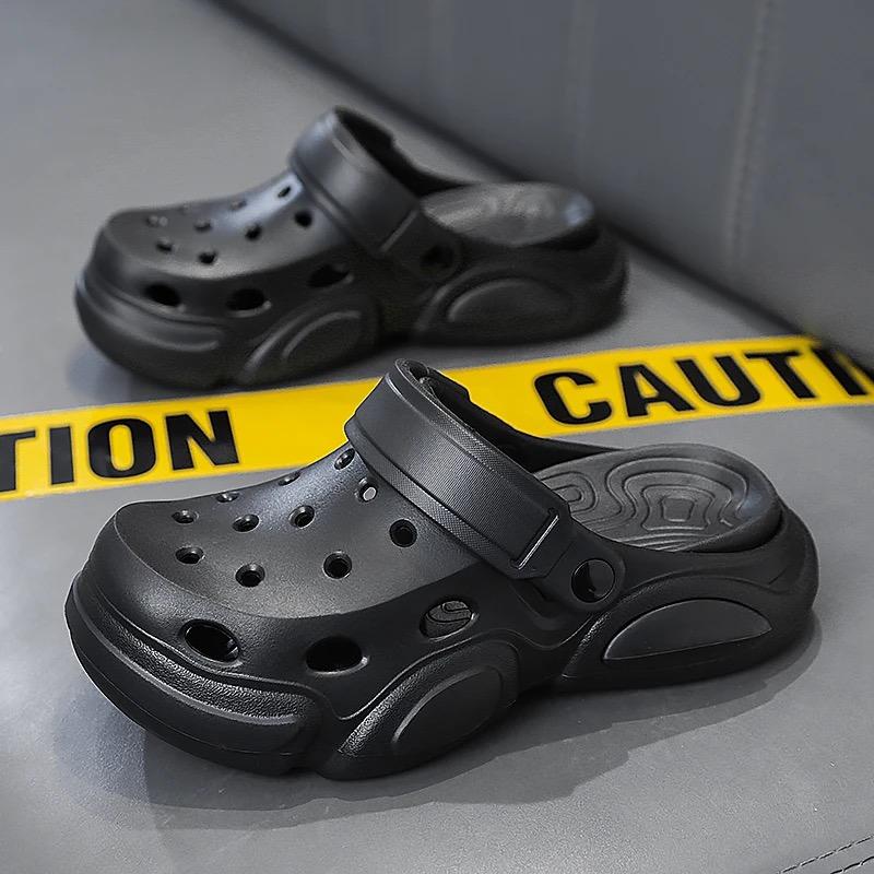 

Летние мужские сандалии на толстой подошве, нескользящие, дышащие, с закрытым носком, повседневные пляжные шлепанцы 46-47