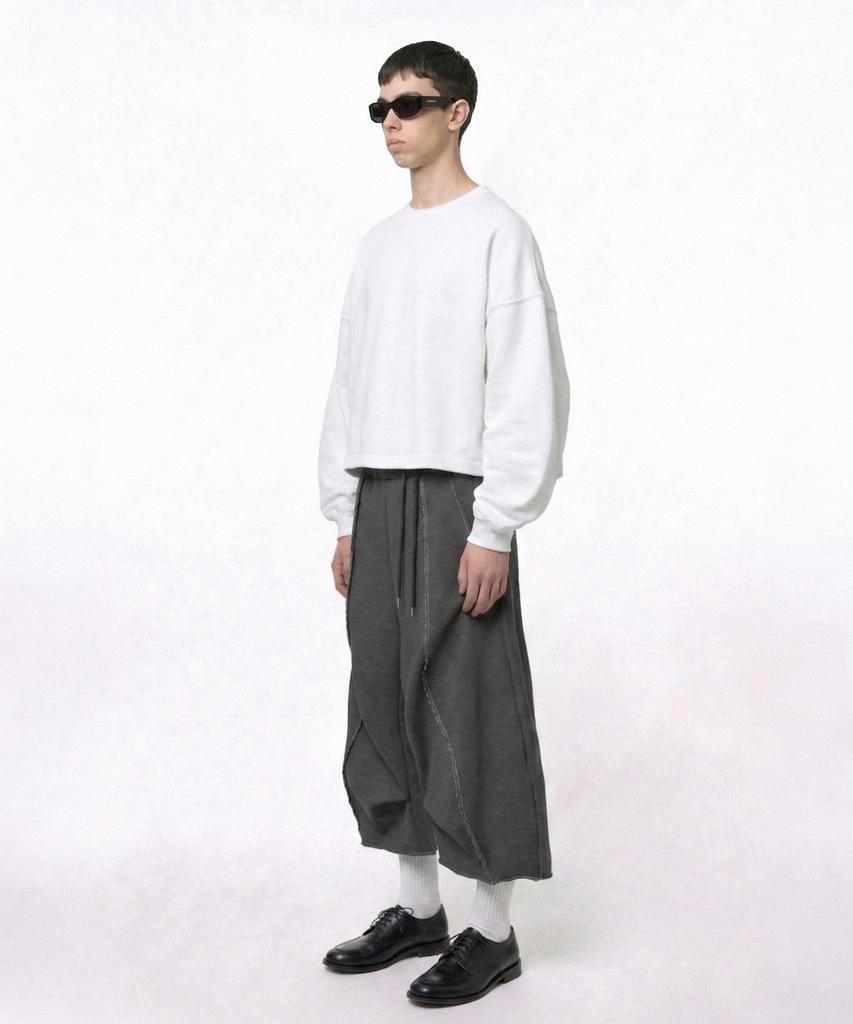 PRINOAR Refined Hughes Heavyweight Crop Long Sleeve T-Shirt - White
