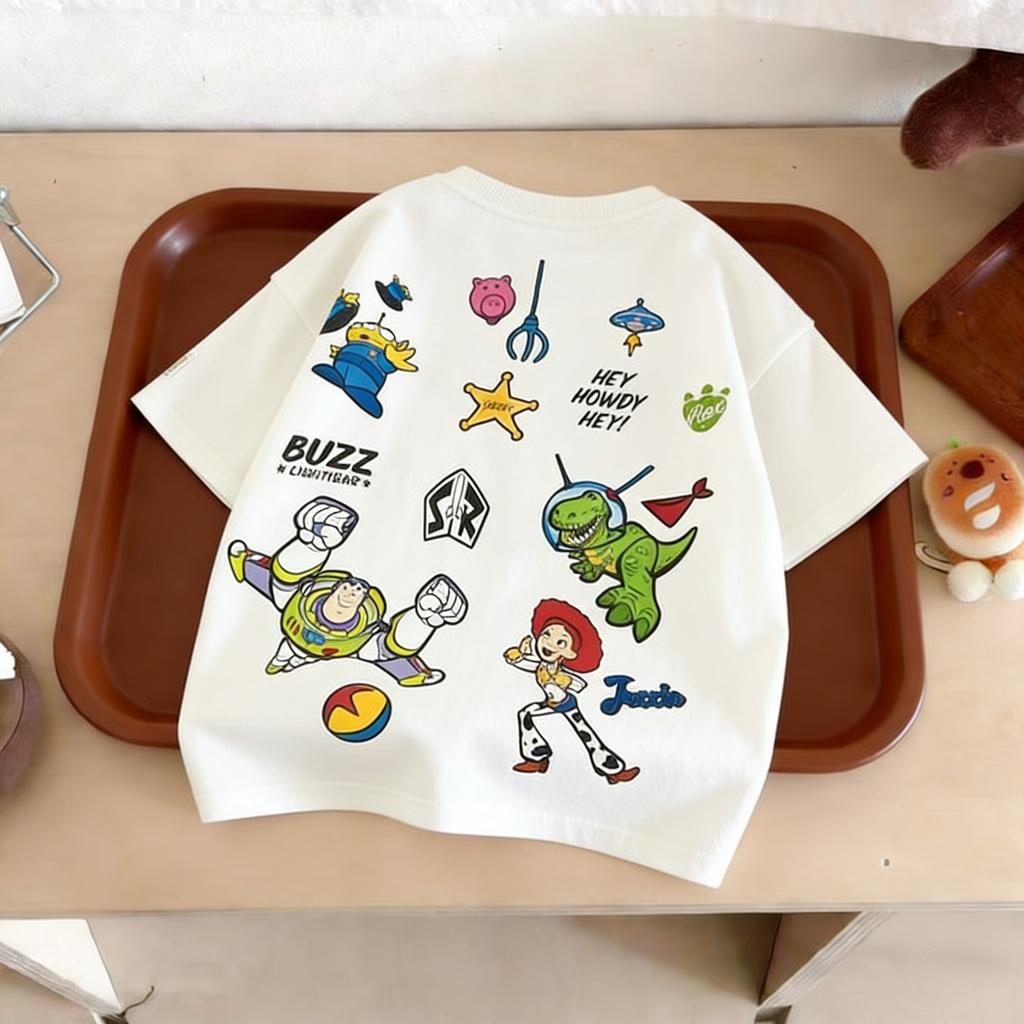 Summer Clothing Printed Cartoon Car T-Shirt Top Short Sleeve Children's Round Neck Clothing