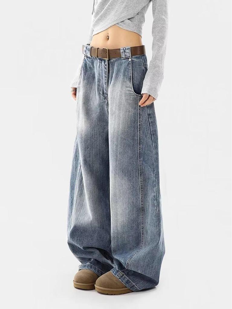New Autumn/Winter Women's Distressed Retro Wide Leg Jeans