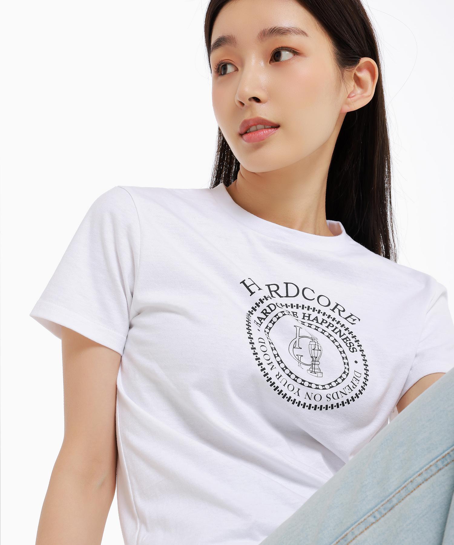 Hardcore Happiness Colum Logo Regular Hardcore Tee White Color/Small