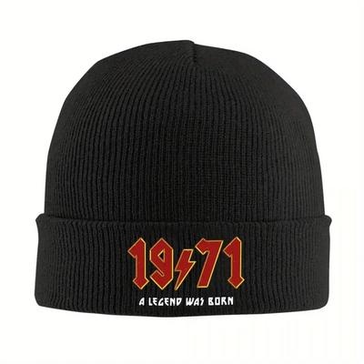 Retro Rock 1971 Hats Autumn Winter Beanie Ski 50th Birthday 50 Years Old Born In 1971 Caps Men Women Acrylic Knitted Hat