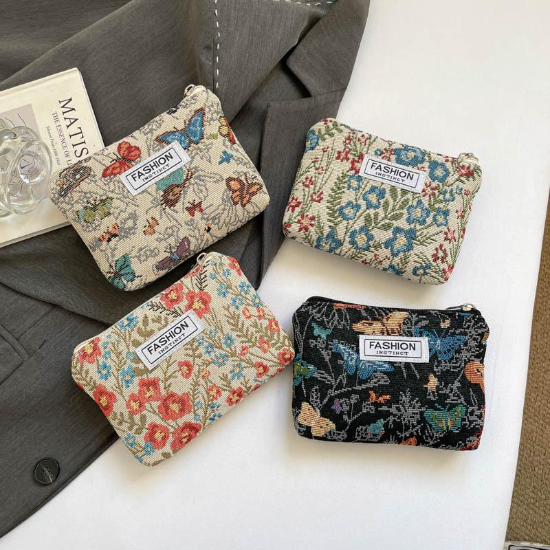 Yogodlns Women Floral Fabric Makeup Bag Cosmetics Case Brush Wash Bag for Birthday Holiday Gifts