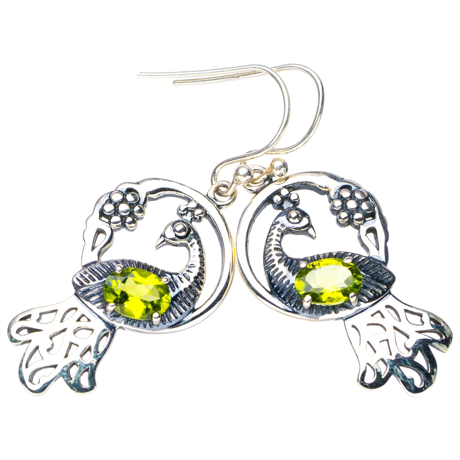 

StarGems® Natural Peridot Peacock Handmade 925 Sterling Silver Earrings 1.75 E6112