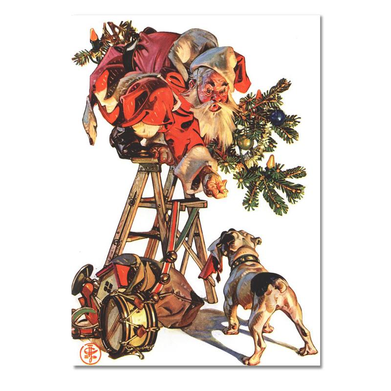 Lustiges Vintage-Weihnachtsgemälde, Weihnachtsmann und Kinder, Leinwand, HD-Druck, Tradition, Wandkunst, Poster, Bild, Urlaub, Heimdekoration, Geschenk