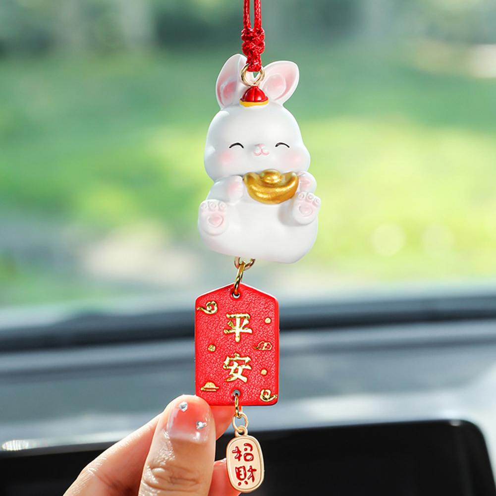 1Pc 2024 Chinese New Year Rabbit Car Hanging Gift Rabbit Decoration For Home Pendant Hanging Housewarming Indoor Ornaments
