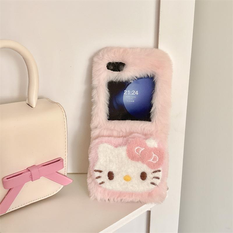 Phone Cases Samsung, Cute Plush KT Cat Phone Cases for Foldable Phones