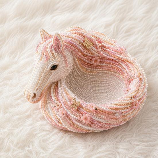 Beaded Horse Kit, DIY 3D Beaded Animal Tray Craft Kit with Colorful Horse Beads, Jewelry Organizer for Keys Coins Storage And Decorative Home Accent