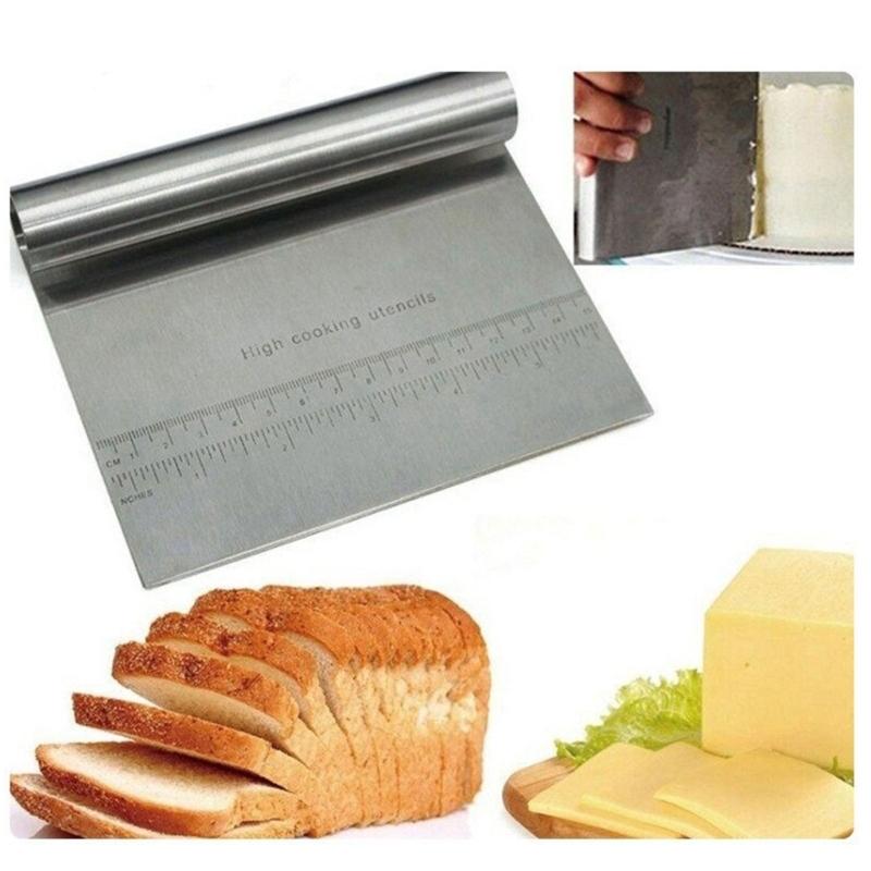 Backschaber aus Edelstahl mit Messmarkierungen zum Teigschneiden Spatel und Küchenwerkzeug zur Lebensmittelzubereitung
