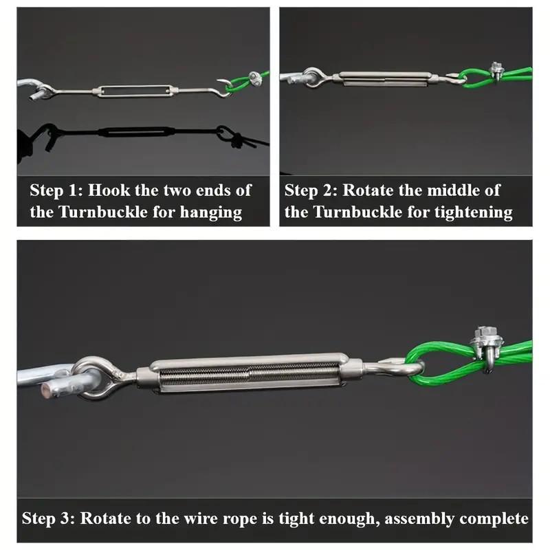 4pcs Stainless Steel OC Type Open Body Turnbuckles Wire Rope Tensioner Locking Accessories