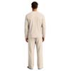 Men's Long Sleeve Pajama Set with Button Fly and Elastic Drawstring Waist for Sleep and