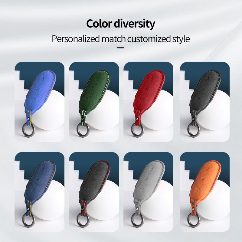 Alcantara Suede For LEADING IDEAL LiXiang L9 L8 L7 Car Key Case Keychain Smart Remote Cover Shell Protector Accessories