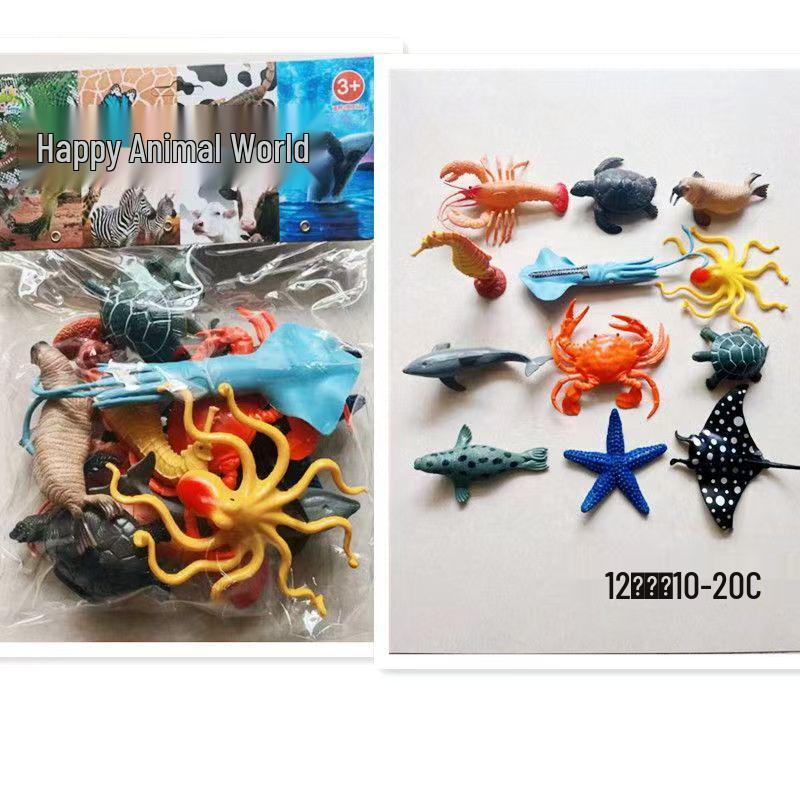 Kids' Soft Rubber Sea Animal Play Set: Turtle, Octopus, Seahorse, Shark