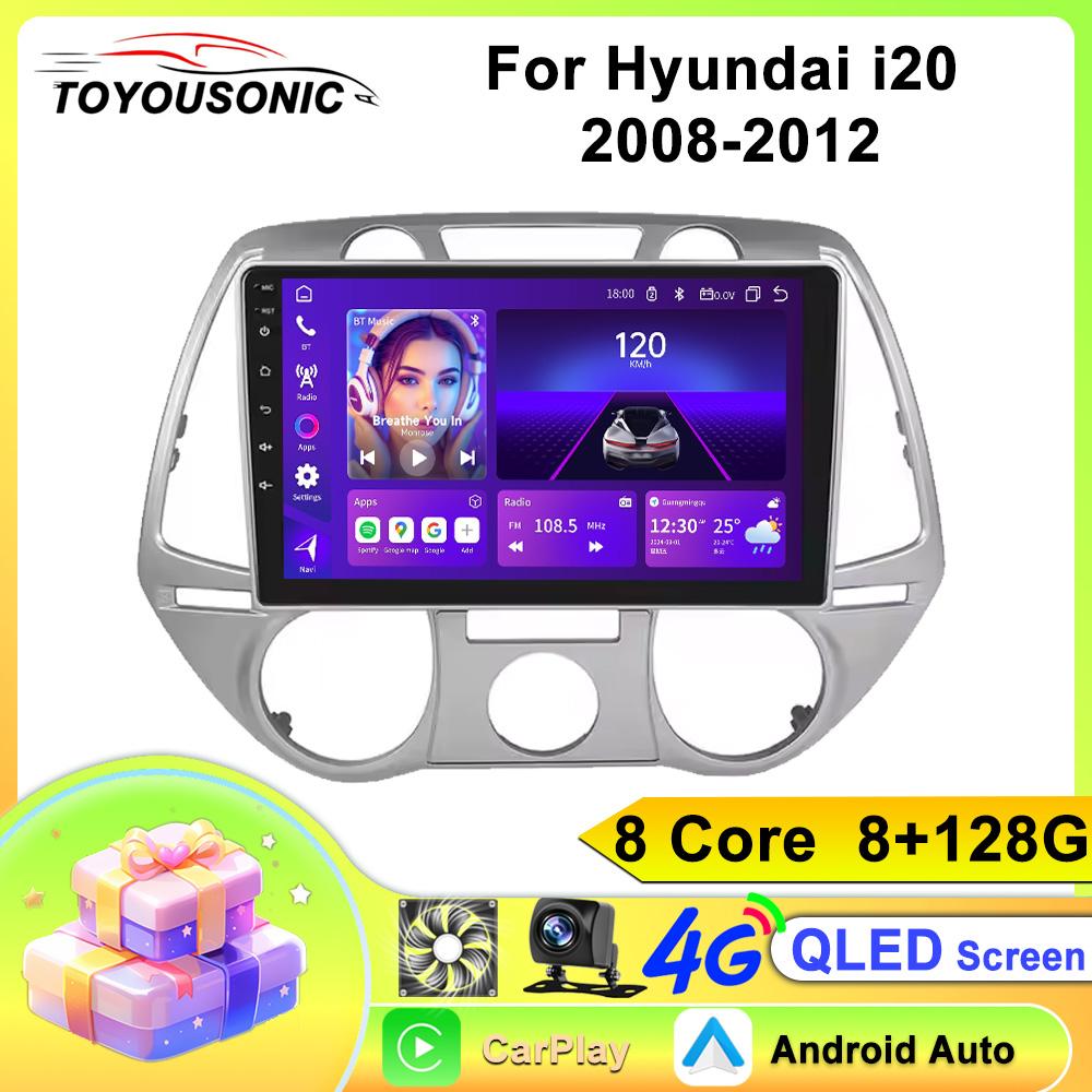 Toyousonic Car Video Player for Hyundai i20 2008-2012 GPS Navigation Built-in Dsp Carplay Autoradio Android Head Unit