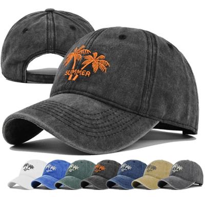 Unisex skalbta medvilninė kepurė Kokoso medžio siuvinėjimas beisbolo kepurė vyrams Moteriškos gatvės aprangos tėčio kepuraitės