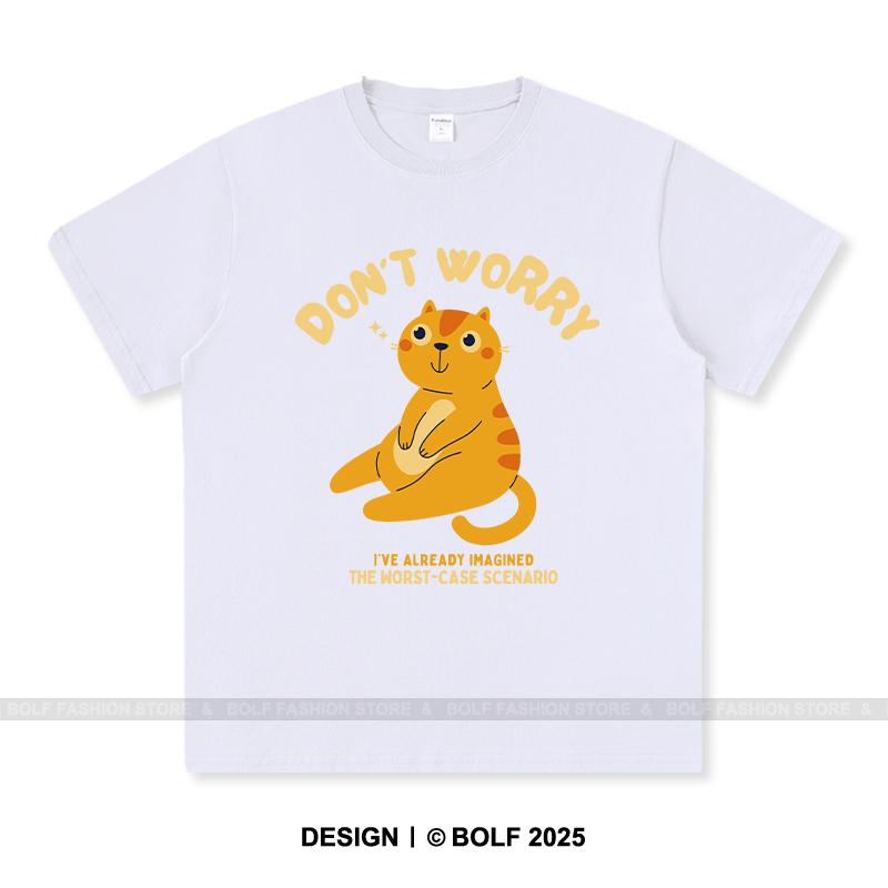 Women's Don't Worry Printed T-Shirt 100% Cotton Oversized Chill Graphic Tees for Men Summer Tops Positive Streetwear