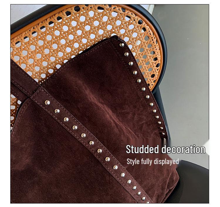 Retro Rivet Soft Surface Large Women's Tote Handbag