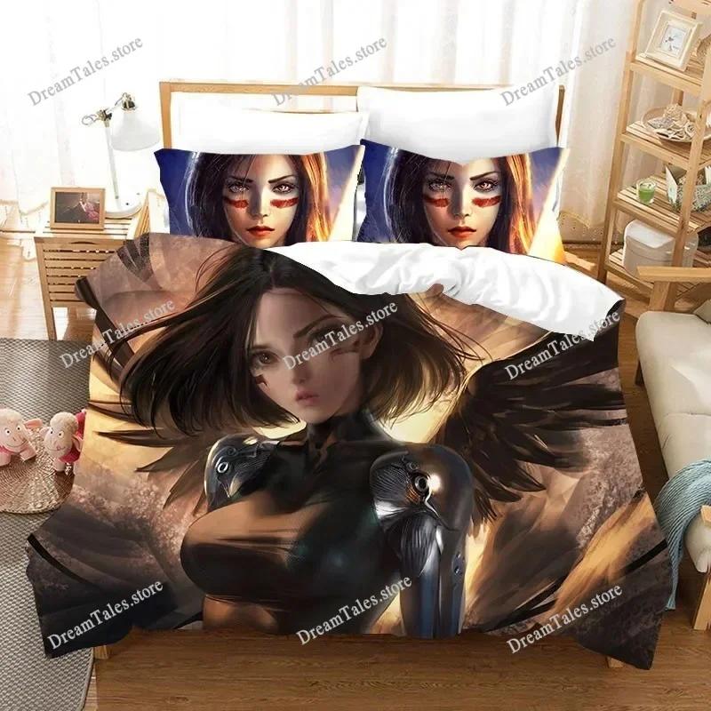 3D Print Movie ALITA Pattern Bedding Set Boys Girls Twin Queen King Size Duvet Cover Pillowcase Bed Boys Adult Home Textile