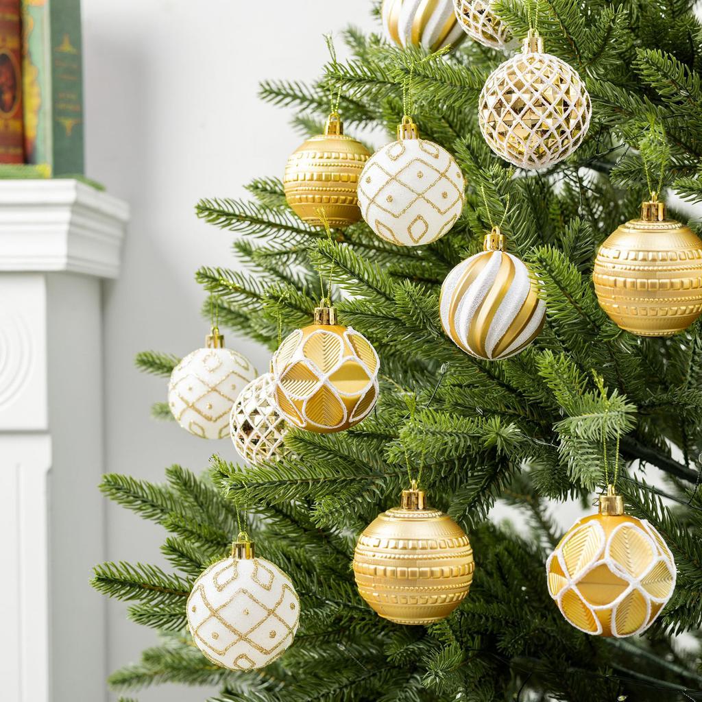 Christmas Ball Ornaments Set, Gold and Electroplated Balls for Holiday Party Decorations