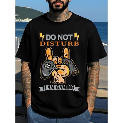 European Sizes Men's Gamer's Pride Gaming T-Shirt - Black Tee with Iconic Controller & "Do Not Disturb I'm Gaming" Slogan