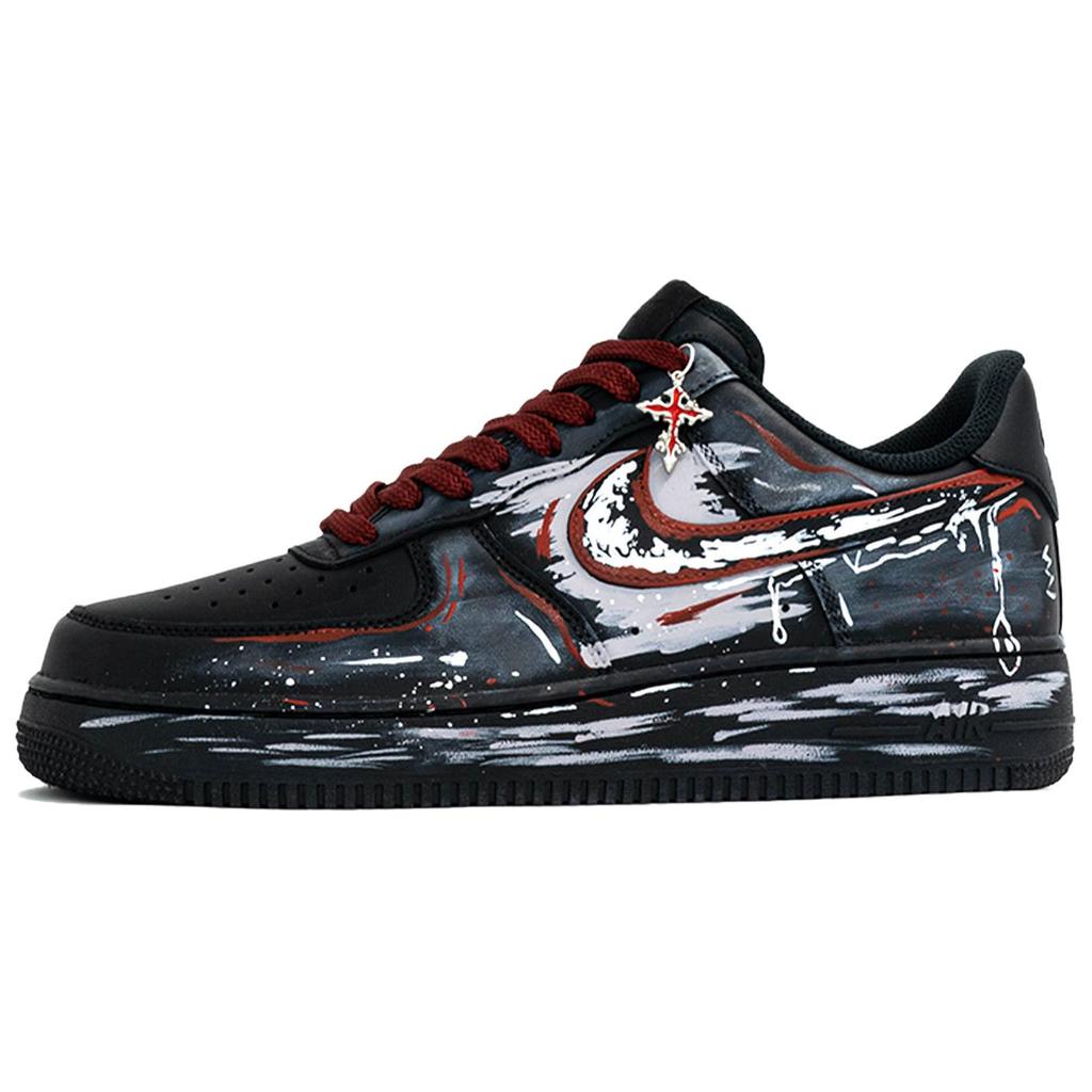 Nike Air Force 1 Wan Hua Nong, Chi Di Zi, Shopping Bag Slip Resistant Abrasion Resistant Low top Skateboard Shoes Men's CW2288-001(Team113-S-BOX)