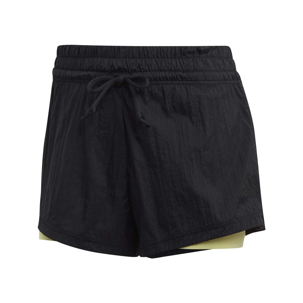 Adidas W 2 In 1 Comfortable Lace-Up Faux Two-Piece Sports Shorts Women Shorts Black Matamata FI6714