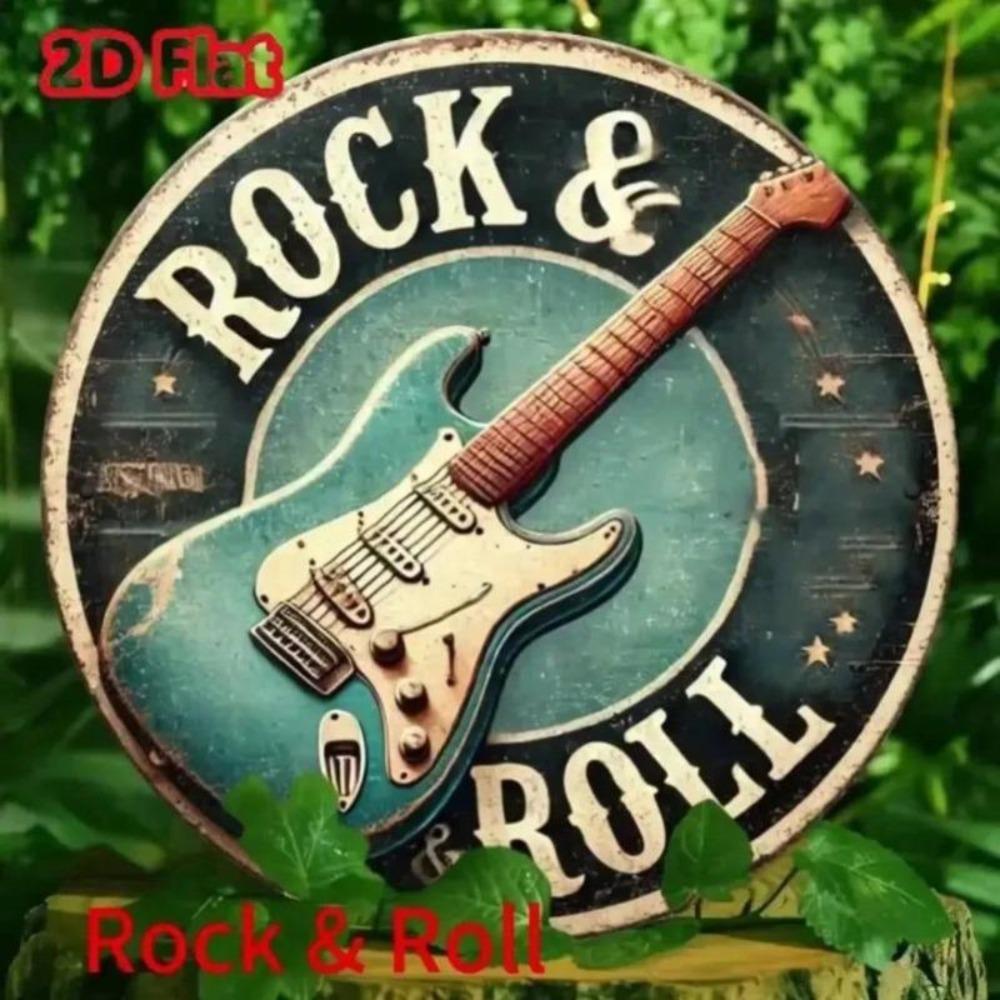 Vintage Tin Rock Guitar Wall Decor Music Room Sign Gift