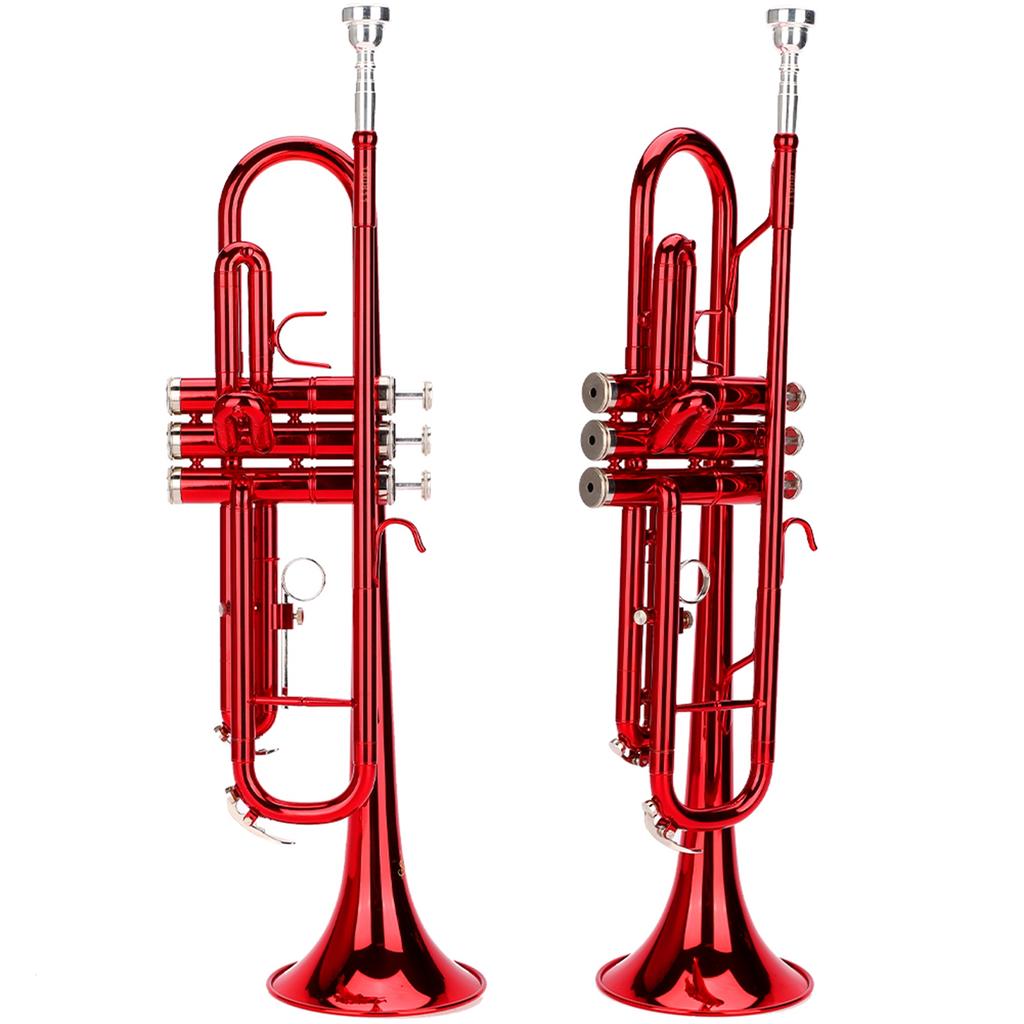 Brass Trumpet Music Wind Instrument with Assistant Tools Set (Red)