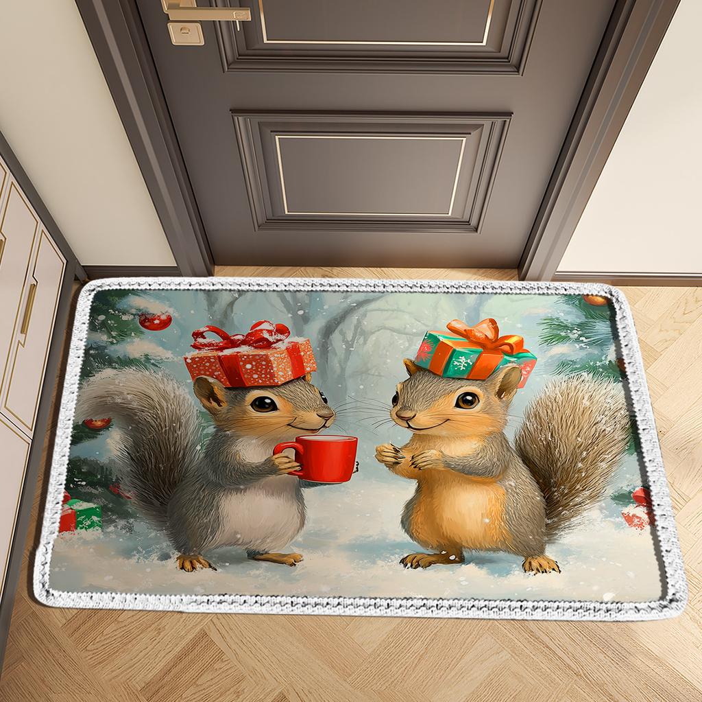 Christmas Welcome Doormat Entrance Door Mat Outdoor Front Room Rugs Hallway Carpet Floor Foot Bath Mat Washable