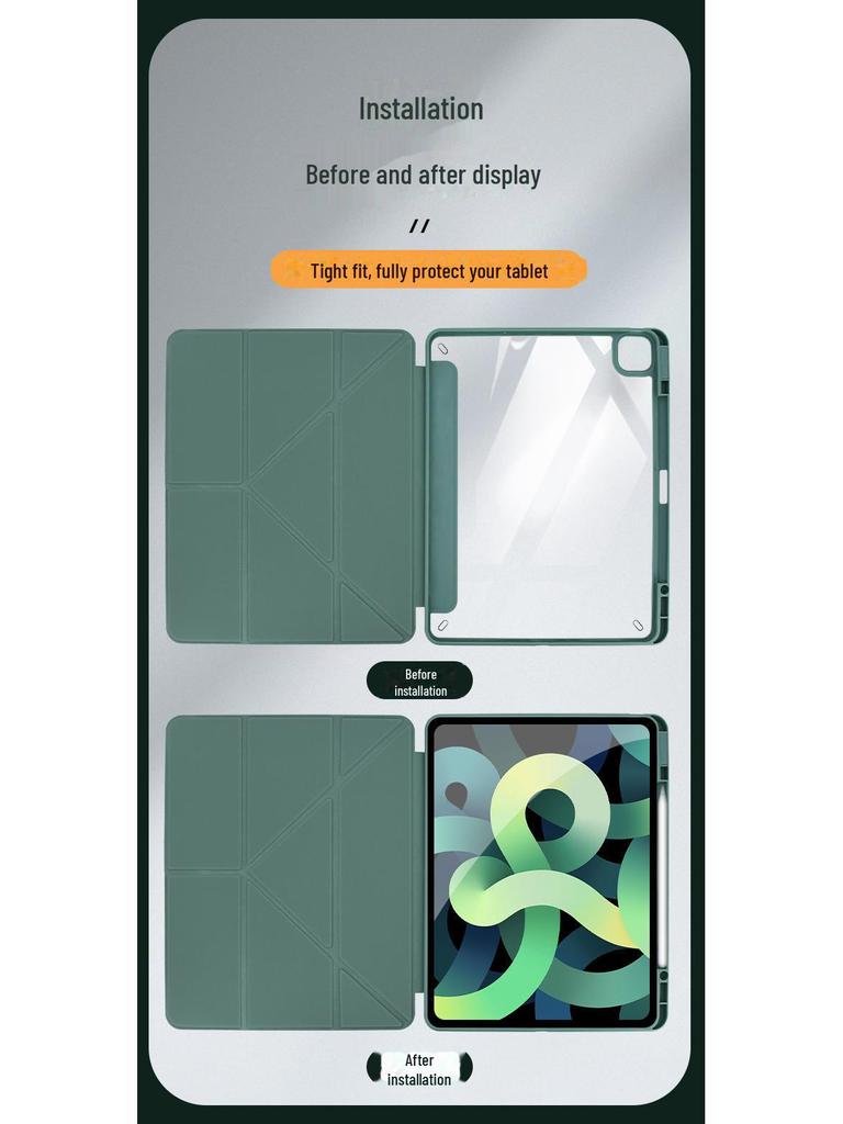 iPad Air4/5 & Pro11 Acrylic Y-Fold Protective Case, Mini 6 Anti-Fall Tablet Cover