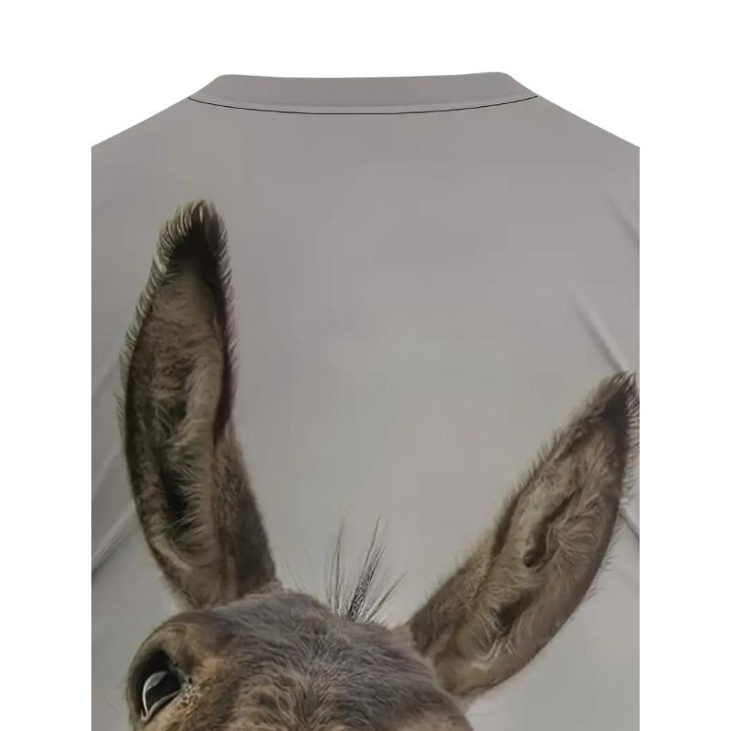 Großes Herren Esel Muster 3D Gedrucktes Herren Rundhals Kurzarm T-Shirt Sommer Mode T-Shirt Lässig Bequem Vielseitiges Oberteil
