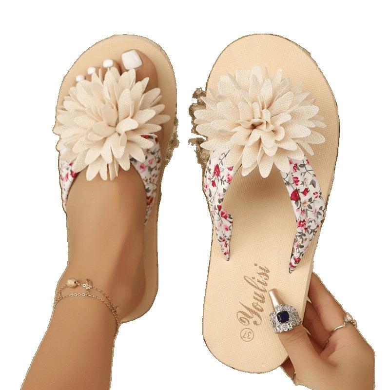New Fashion Non-Slip Muffin Flower Flip Flops Women Shoes Thick Bottom Summer Beach Shoes