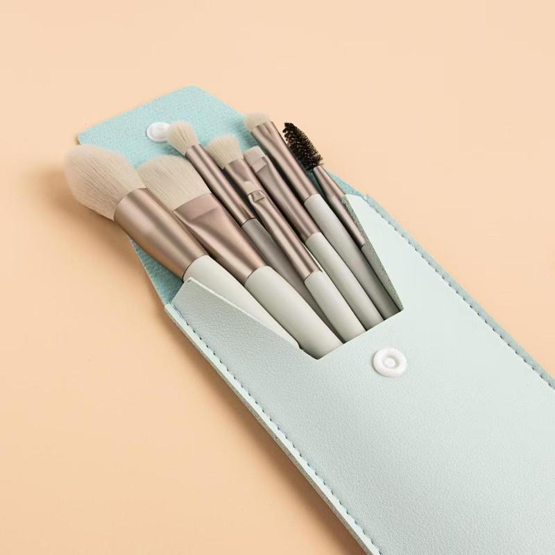 8 Pcs Premium Professional Makeup Brush Set Soft Synthetic Bristles Portable Pu Case For Daily Use Travel And Beauty Enthusiasts