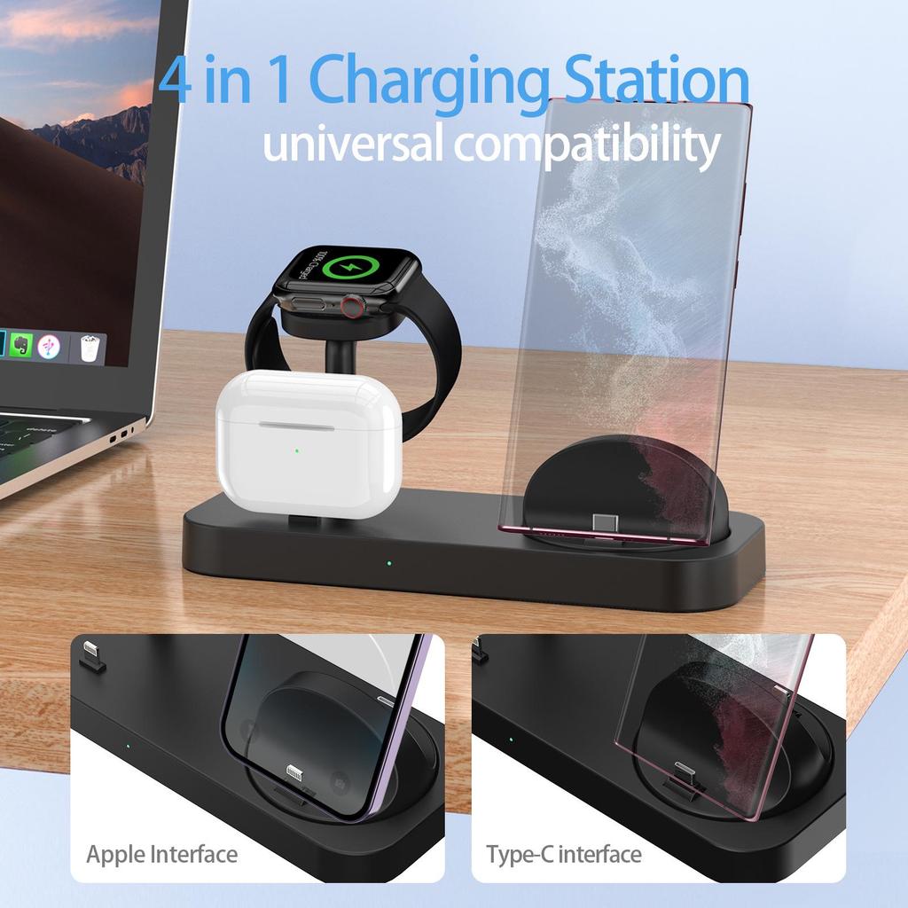 Rotatable Multi-Functional Desktop Charger for Apple, Samsung, and Watch