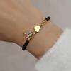 Classic A-Z Initial Heart Bracelet with Zircon on Adjustable Black Cord