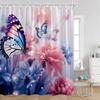 Colorful Butterfly Shower Curtains Flowers Blossom Floral Bathroom Curtain Polyester Fabric Bathtub Decor With Hooks For Home