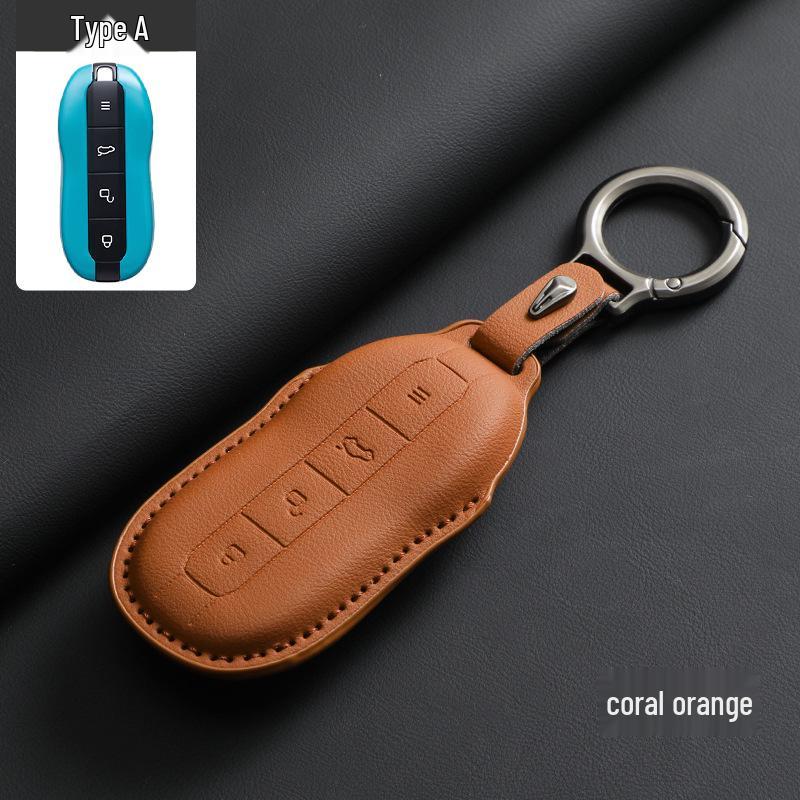 Suitable Key Case for Xiaomi SU7: Car-Specific Coral Orange Remote Shell with Buckle