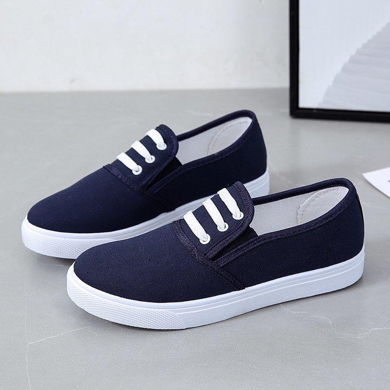 2025 Women Sneakers Womens Ladies Black Loafer Black Casual Flats Non-slip Espadrilles Loafers Canvas Slip On Flat Shoes