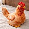 Farmhouse Decor Stuffed Animal Cute Chicken?Shaped Plush Pillow, Realistic Hen Doll, Soft Feather Print Huggable Cushion, Decorative Cushion