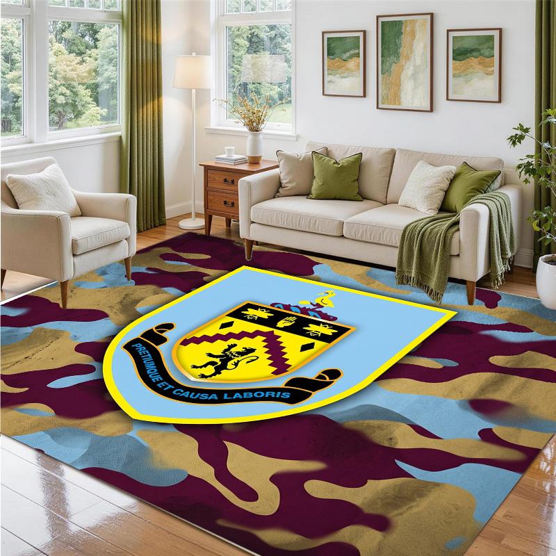 Burnley Football Design Crystal Velvet Rug Soft Decorative Mat for Bedroom Entrance