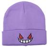 Anime Cartoon Embroidered Knitted 100% Acrylic Street Style Beanie Hat Autumn Winter Beach Warm Travel Gengar Adults Unisex