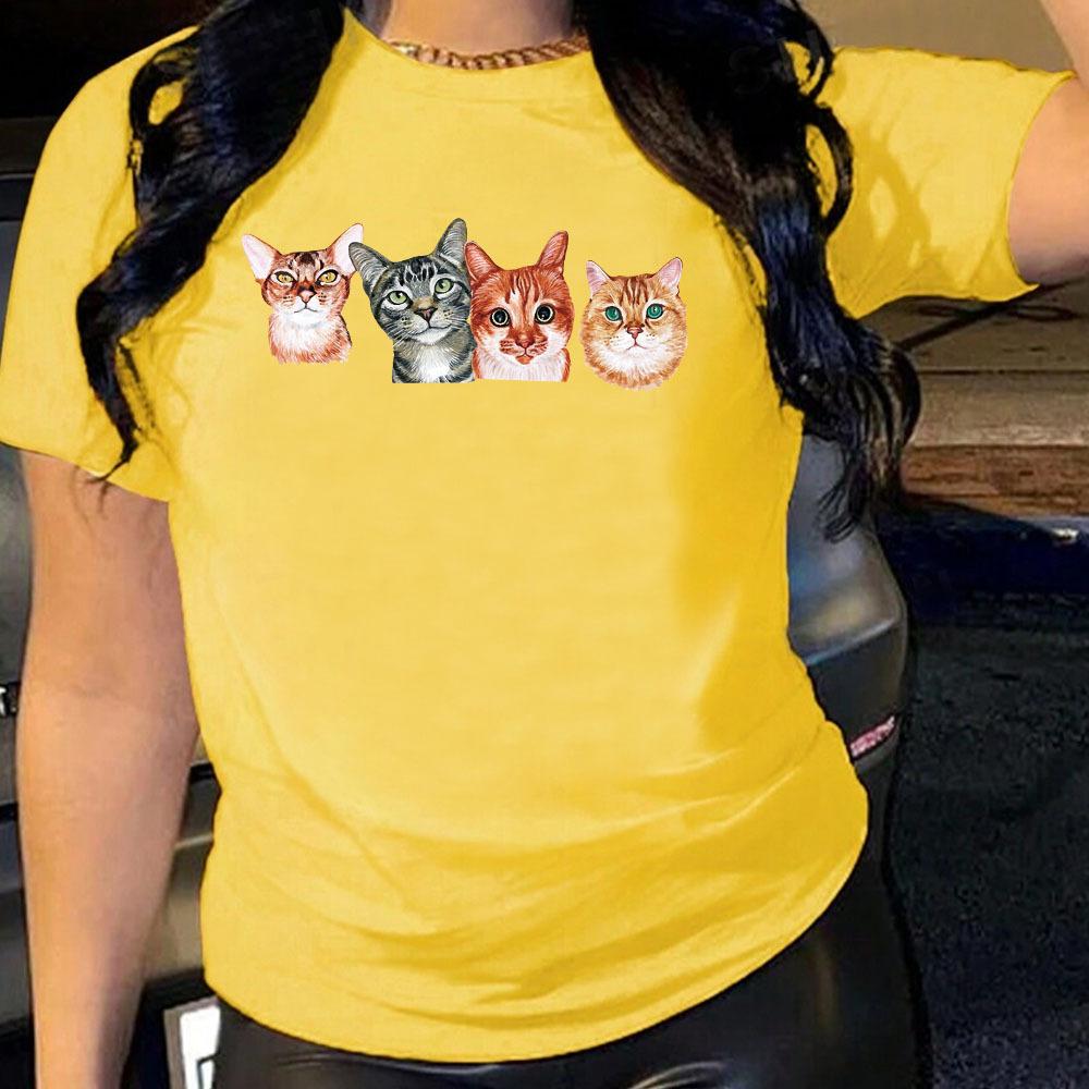 Women's Lips Letter Printed Loose Round Neck Short Sleeved T-shirt for Women Shirt