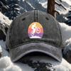 Mountainbike Sonnenuntergang Retro Grafik Trucker Cap Polyester Verstellbar Outdoor Abenteuer Hut