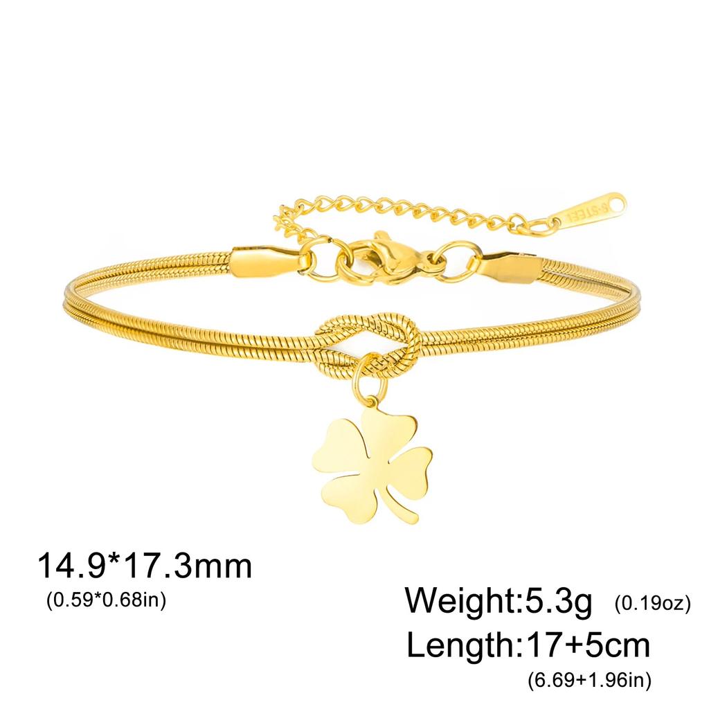 Lucky Clover Charm Bracelet Red Black Adjustable Handmade Rope String Beads Stainless Steel Jewelry Gifts for Women Couple