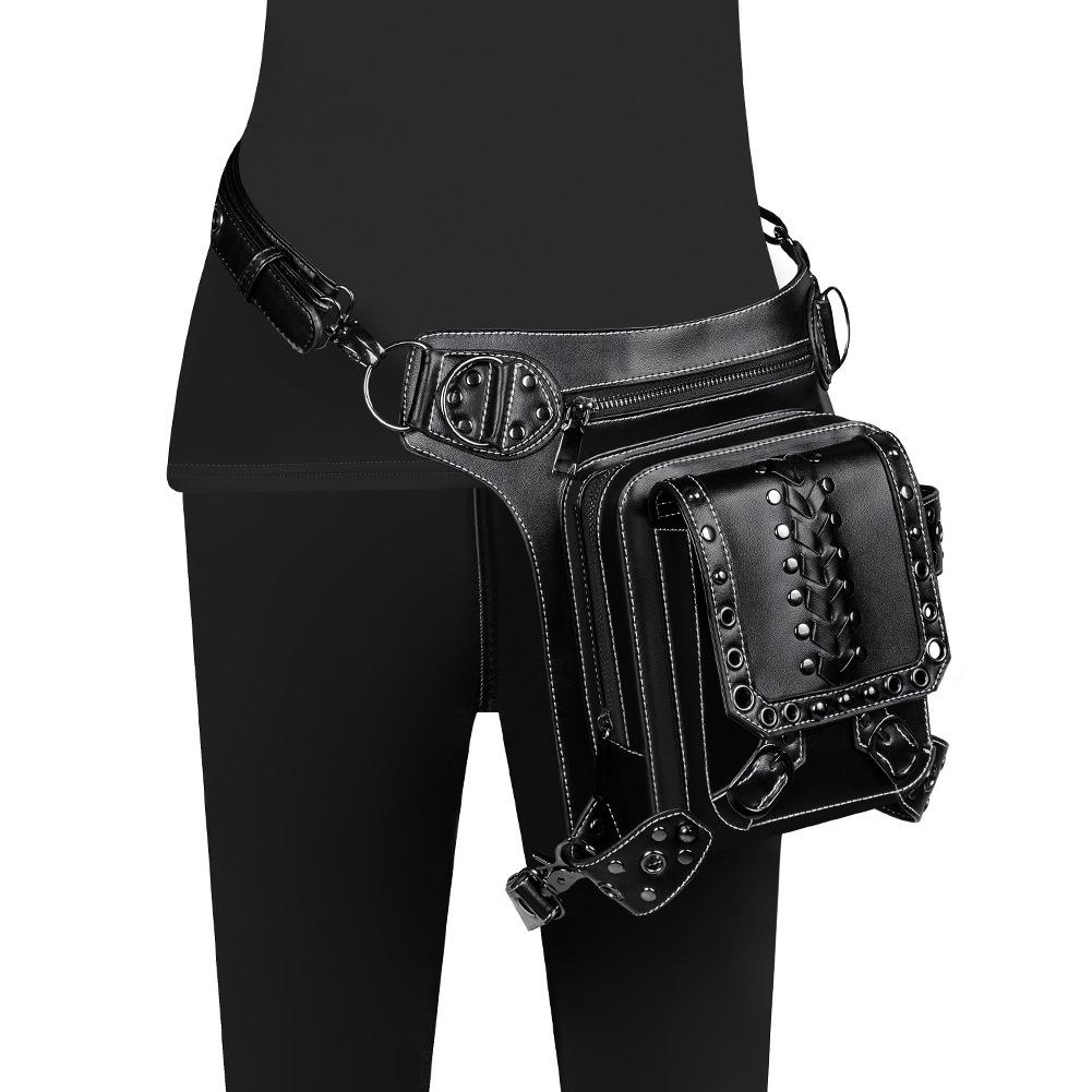 

Bag Women, Punk Pu Leather Women S Messenger Bag, Outdoor Cycling Fanny Pack Men чорний