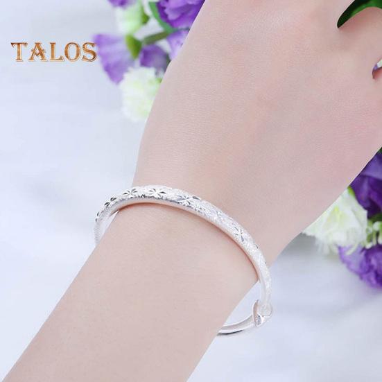Women Bangle Copper Silver Color Curved Adjustable Smooth Polished Luster Wrist Jewelry Anniversary Birthday Gift Lightweight Bangle