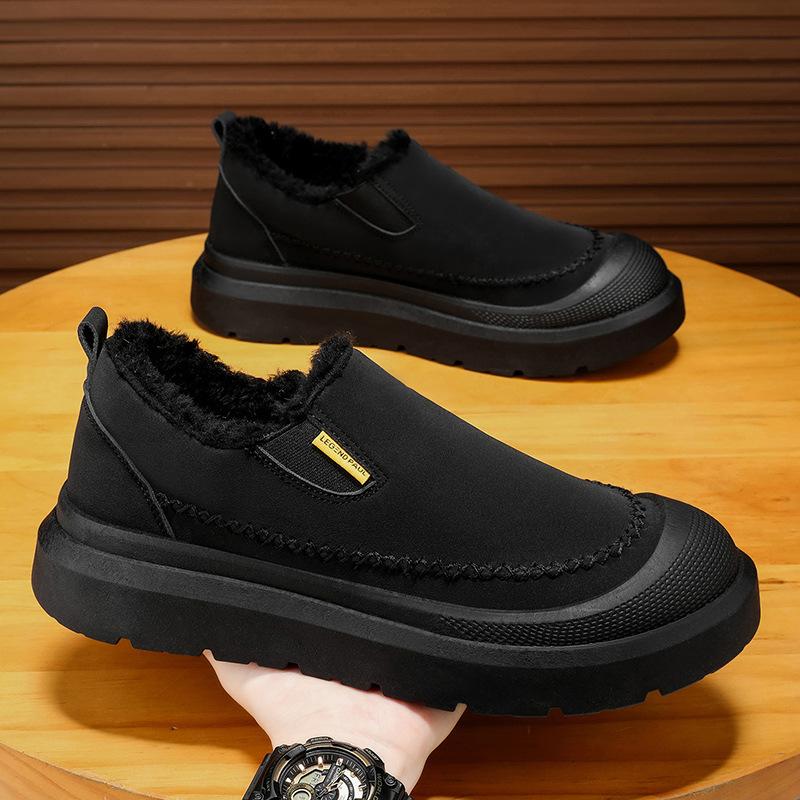 Herr Trendiga Stor Storlek Mjuk Sula Förhöjda Varma Vinterpäls Snökängor Vadderade Fodrade Ankelkängor Halkfria Vandring Casual Sport Loafers
