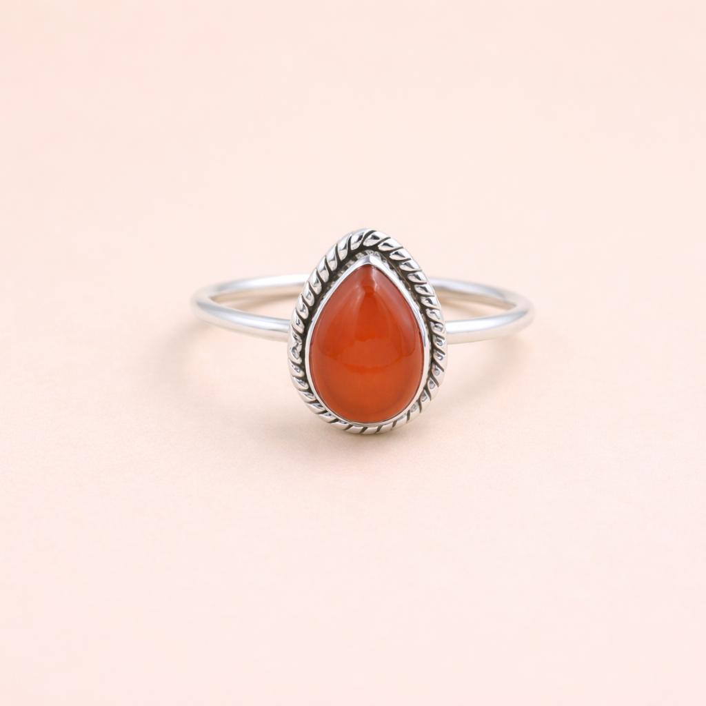 

Red Onyx Pear Ring 7x10mm, Sterling Silver Boho Gemstone Ring, Teardrop Statement Jewelry, Handmade Gift for Women 4 серебряный